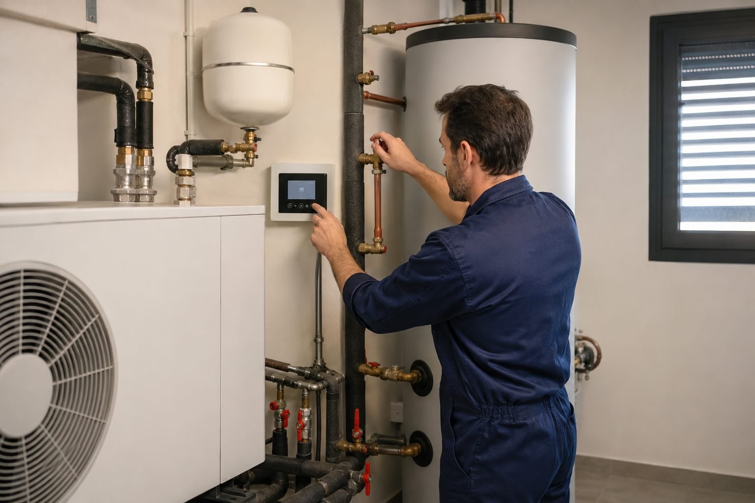 Técnico realizando mantenimiento de equipos de climatización en Gran Canaria